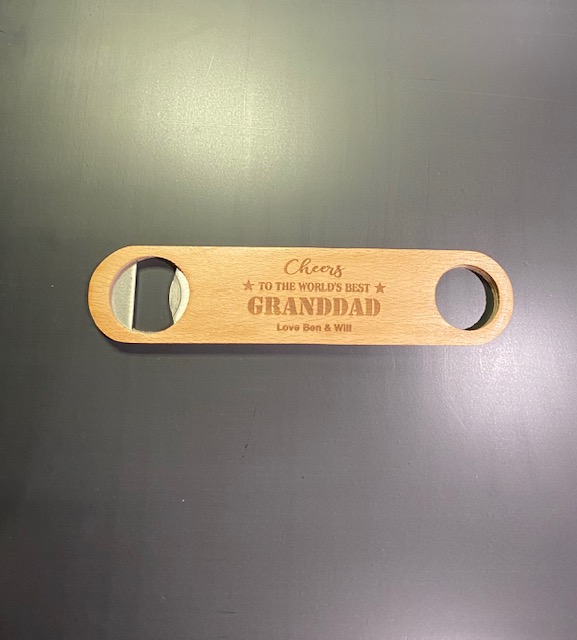 Bottle opener with individual engraving